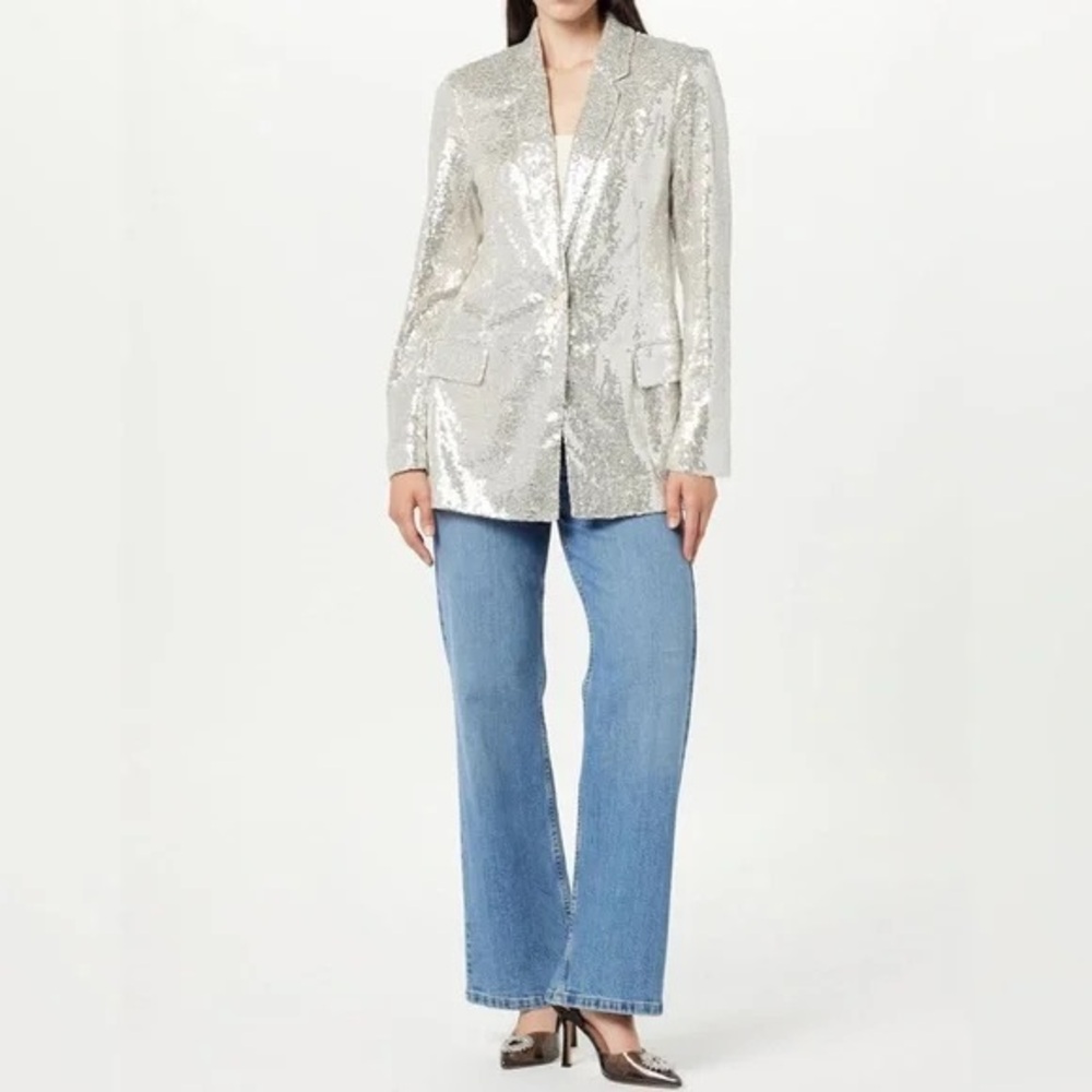 The Drop Silver Sequin Blazer NWT sz Small
